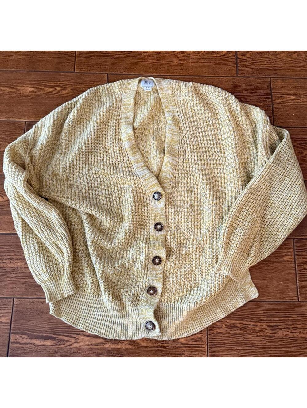 Urban Outfitters BDG Harper Yellow Marled Longline Button Up Cardigan Medium